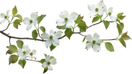 isolated white flowering dogwood tree blossoms. flowering dogwood blossoms and branch isolated again