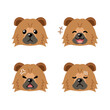 Set of character chow chow dog faces showing different emotions for design.