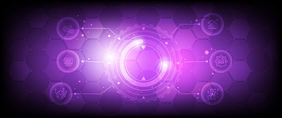 Aufkleber - Technology connection digital data and big data concept. Blue Future Background. Abstract technological background with various technological elements. Structure pattern technology backdrop. Vector	
