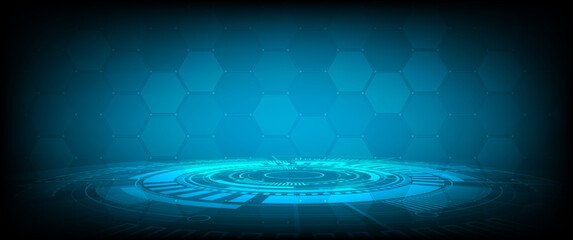 Aufkleber - Technology connection digital data and big data concept. Blue Future Background. Abstract technological background with various technological elements. Structure pattern technology backdrop. Vector	
