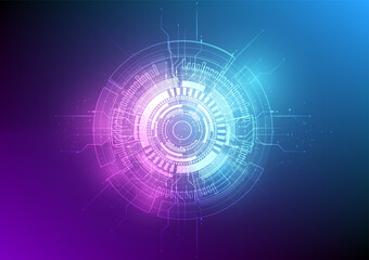 Aufkleber - Technology connection digital data and big data concept. Blue Future Background. Abstract technological background with various technological elements. Structure pattern technology backdrop. Vector	
