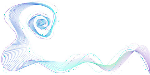 Poster - Abstract spiral wave shape. Wave, lines and dots on transparent background for presentations, web design. Design element