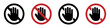 Don't touch vector icons set, no entry vector signs set