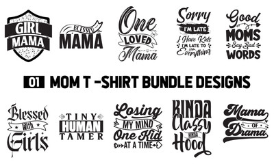 Canvas Print - 01 Mom Typography  Vector  t-shirt  Bundle Design 