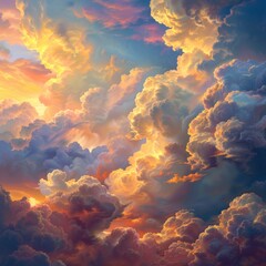 Fototapete - Evening light reflects off the clouds
