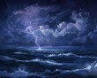 Lightning forks over the ocean