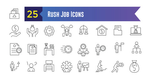 Wall Mural - rush job icons set. set of rush job vector icons for ui design. outline icon collection. editable st