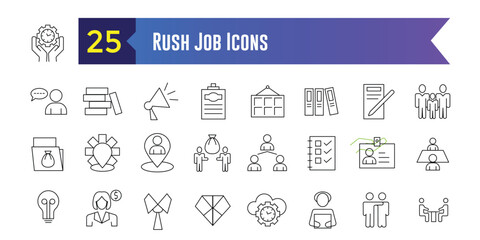 Wall Mural - rush job icons set. set of rush job vector icons for ui design. outline icon collection. editable st