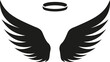 Halo and angels wings icon. Vector. Flat design.
