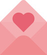 Opened pink envelope with a heart inside. Vector illustration.