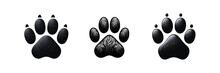 Set Of Silhouette Icon Of Dog Or Cat Paw Print Illustration, Isolated Over On Transparent White Background