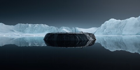 Wall Mural - A simple yet striking depiction of an iceberg floating in the ocean, embodying the essence of minimalism.