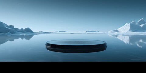 Wall Mural - A simple yet striking depiction of an iceberg floating in the ocean, embodying the essence of minimalism.