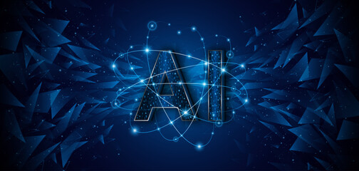 Leinwandbilder - Artificial intelligence or AI symbol. Neural network learning concept of artificial intelligence. Future high-tech circuit
