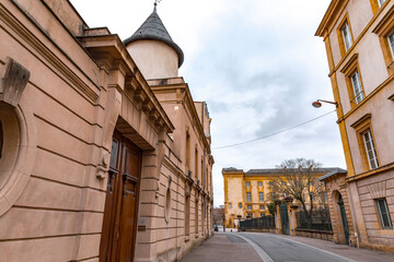 Wall Mural - Street view and typical french buildings in Metz, France