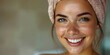 A smiling woman enjoying an anti-aging facial massage during a beauty treatment. Concept Beauty Treatments, Anti-Aging Skincare, Facial Massage, Wellness Relaxation, Spa Lifestyle