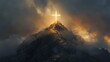 Cross in light on top of a mountain created with Generative AI