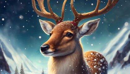 Wall Mural - deer in winter