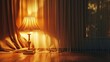 Imagine an elegant setting with a lamp on a wooden floor, its glow softened by a stylish lampshade