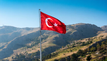 Wall Mural - Fahne, die Nationalfahne von der Türkei flattert im Wind