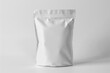 Mockup of an empty paper white bag with zip closure white background
