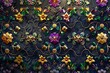 Gems from a crown intertwine with delicate floral motifs, embodying the splendor and grace of royalty, with flowers and jewels merging in dance of color and light created with Generative AI Technology