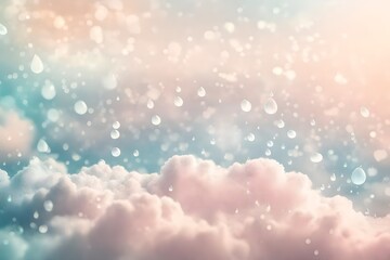 Poster - soft cloud with drops and bokeh pastel background for presentation and wallpaper, soft focus dream atmosphere with copyspace