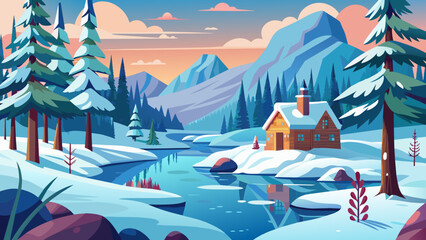 Wall Mural - nature scenery winter season