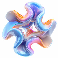 Aufkleber - Fluid round 3D shape of liquid splash of holographic glass in motion. Iridescent liquid sphere.