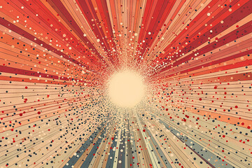 Wall Mural - Sun burst in retro style with grungy dots. Vintage sun rays background.