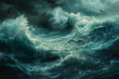 Generate an image where loneliness is depicted as a stormy sea, with towering waves and turbulent waters that reflect the tumultuous emotions of solitude and despair