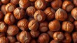 Hazelnuts top shot close up pattern texture background for design, healthy colorful fresh natural and organic