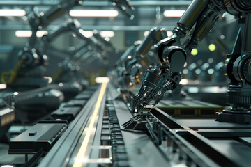 Poster - A robot is working on a machine in a factory