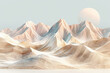 3D minimalist art print featuring sleek geometric mountains rising against a clear sky