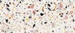 Vibrant and varied terrazzo floor with close-up view revealing different colors and patterns in the tiles