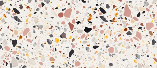 Poster - Vibrant and varied terrazzo floor with close-up view revealing different colors and patterns in the tiles