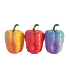 Wall Mural - Three peppers lined up on a Transparent Background