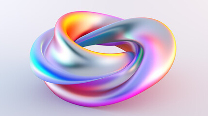 Aufkleber - Abstract creation of iridescent twisting form 3d rendering image. Delicate blend of pastel colors background wallpaper colorful realistic. Holographic concept idea, backdrop horizontal