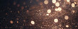 Background of abstract glitter lights. Coral and pewter. Defocused. Banner.