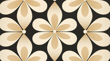 Elegant Beige And Black Floral Pattern Background Image. Striking Contrast Ornament Flat Colorful Illustration Backdrop Horizontal. Sophisticated Design Flowers Wallpaper Art Concept