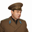 An isolated portrait on a white background of an officer lieutenant colonel of the Soviet Army.