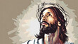 Biblical illustration of the holy Jesus christ, religious graphic