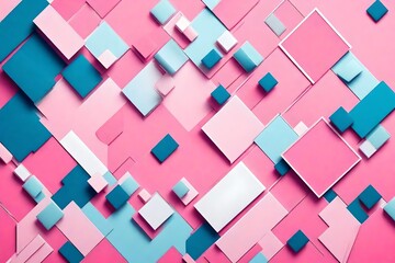 Wall Mural - Pink and blue abstract background or pattern with white empty mockup frame, creative design template with copyspace