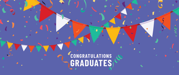 Congratulations graduates vector background. Congrats illustration