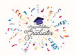 Congratulations graduates vector background. Congrats illustration