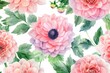 Watercolor Harmony: Pink Dahlias and Anemones