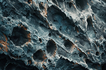 Wall Mural - A rocky surface with many holes and a blue color