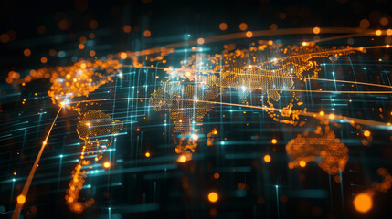 Poster - A computer generated image of a globe with a network of lines