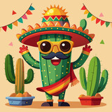 Fototapeta  -  joyful cactus in a big mexican hat