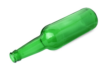 Wall Mural - One empty green beer bottle isolated on white
